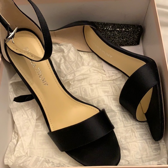 Beautiful satin black rhinestone heels!😍 - Picture 2 of 4